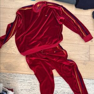 Aviator Nation Red Velvet Pajama Set for Cozy Elegance